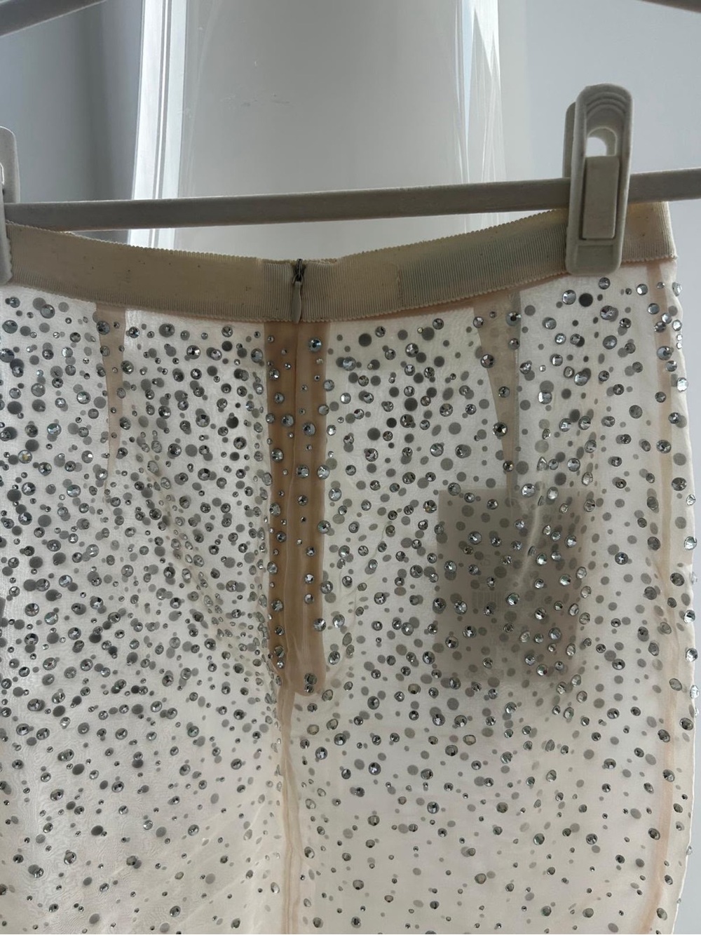 Zara Ivory Beaded Midi Skirt with Sheer Overlay - Picture 3 of 5